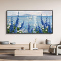 Framed Wall Art for Living Room Decor - Farmhouse Boho Beach Coastal Vintage Floral Ocean Wall Picture Flowers Sea Canvas Print Seascape Artwork for Home Living Room Bedroom Office 24x48