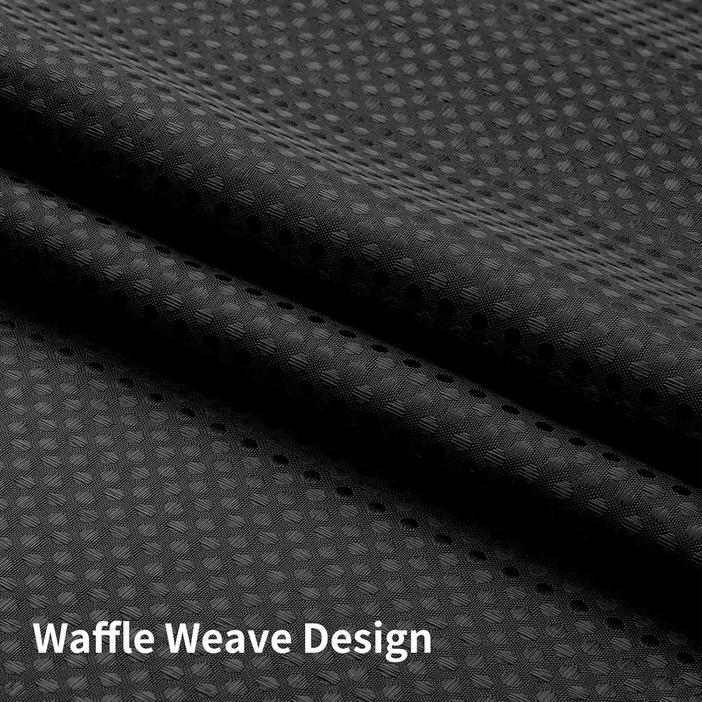 No Hook Waffle Shower Curtain with Snap in Fabric, Waterproof Shower Curtains with See Through Top Window, Hotel Luxury Heavy Duty Bathroom Curtain and Liner Set, 72'' x 75'', Black